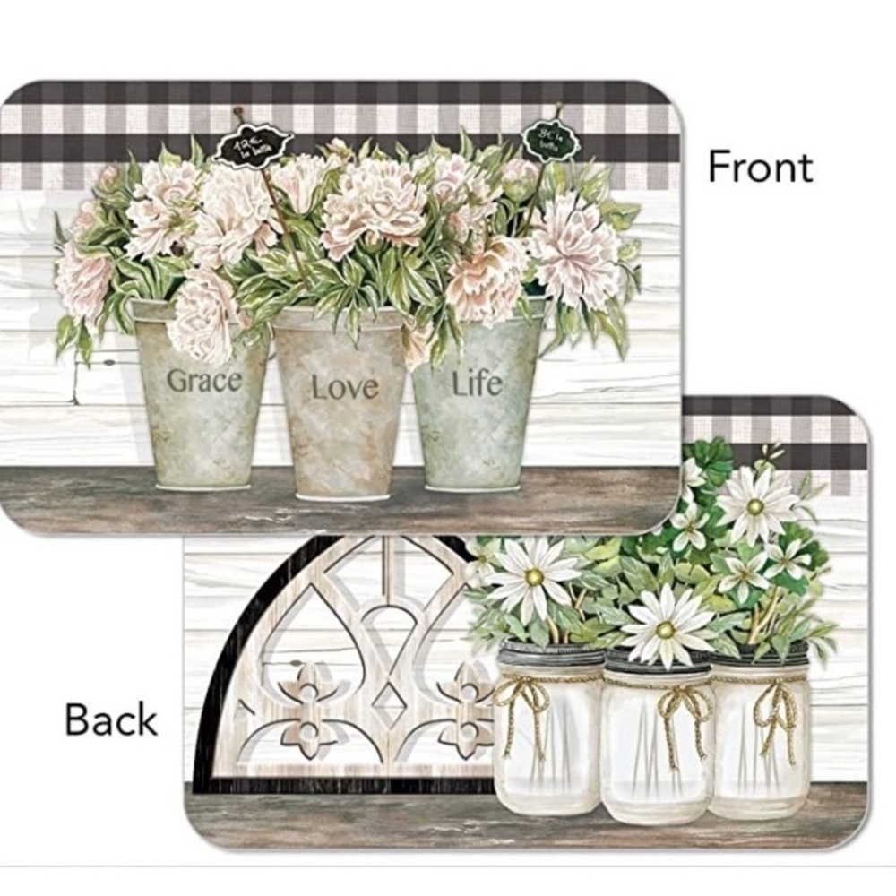 CounterArt Vintage Farmhouse Placemats Reversible Rectangular Placemat S…